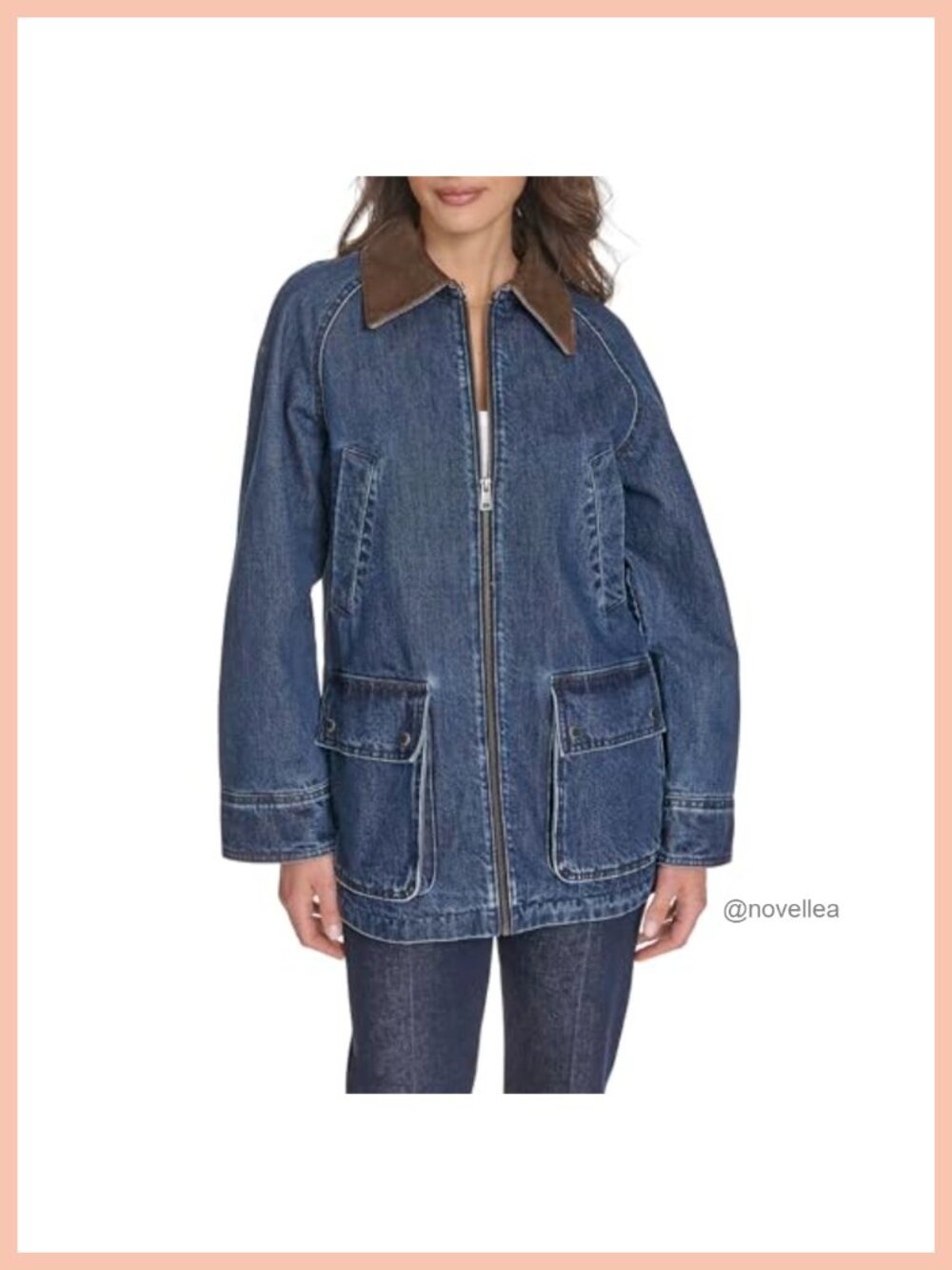 Women's Cotton Barn Jacket Quilted Laydown Collar Zip Front Casual